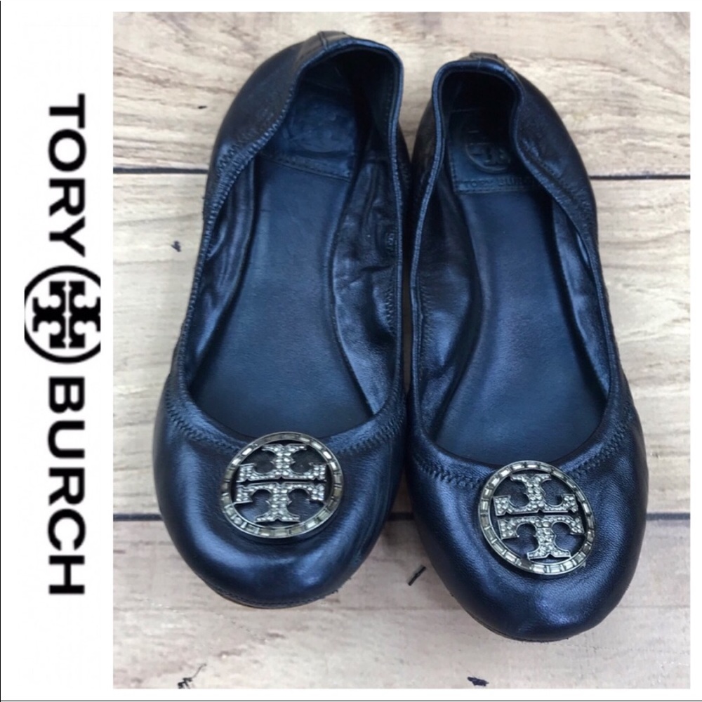 💕SALE💕 Tory Burch Navy Blue Leather Jeweled Reva